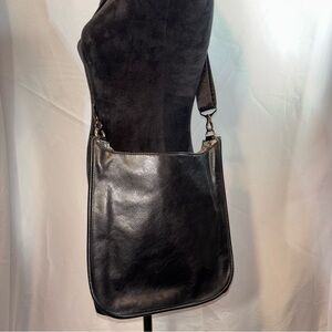 Ahdorned Classic Vegan Leather Messenger Black Shoulder Bag
